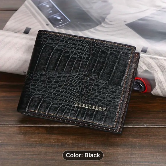 Men's Leather Wallet, Crocodile Pattern. Coffee color. NWT - Picture 7 of 7